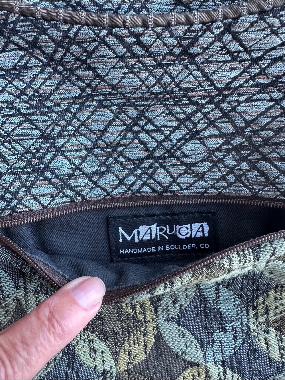 Maruca Green Patterned Messenger Bag - Handmade Crossbody